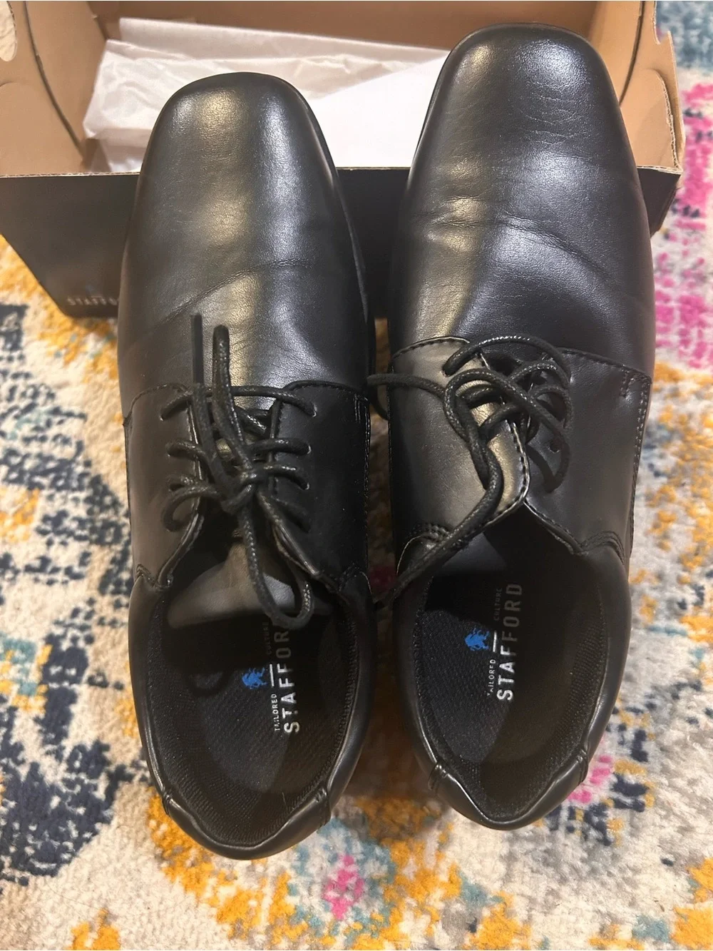 Stafford Black Men's Lace-Up Oxford Dress Shoes